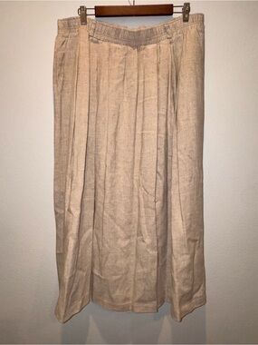 Vintage Orvis Natural Beige Pleated Linen Maxi Skirt